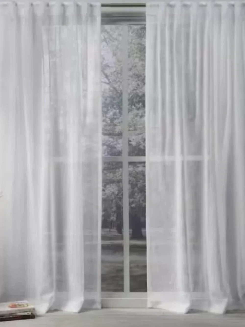 MATILDA 006.234.14 Sheer curtains, 1 pair, white/with heading tape, 57x84 